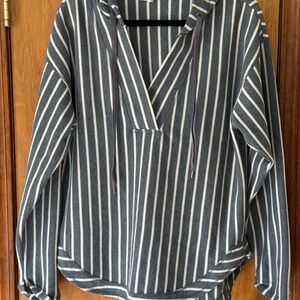 Entro Charcoal and Cream Striped Pullover
